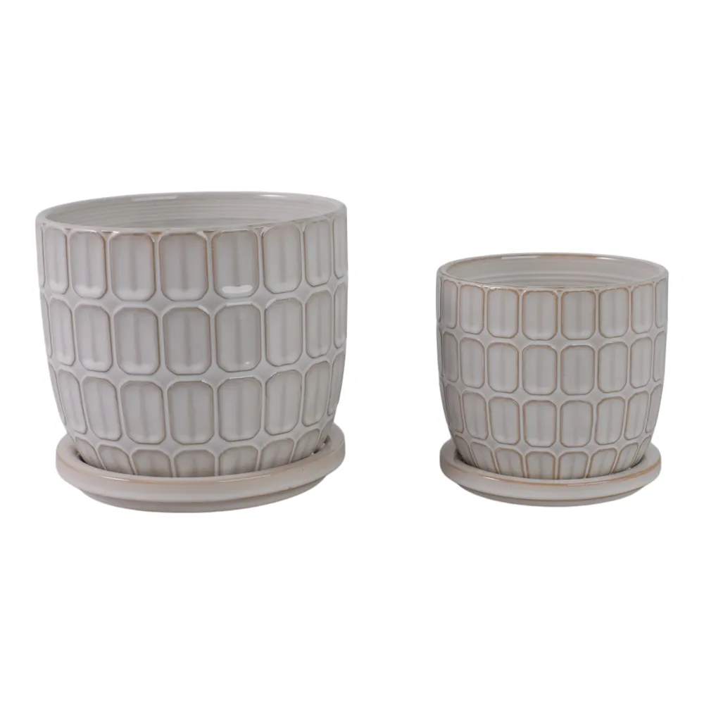 LEONAHAM SET OF 2 WHITE PLANTER 7 (IN)