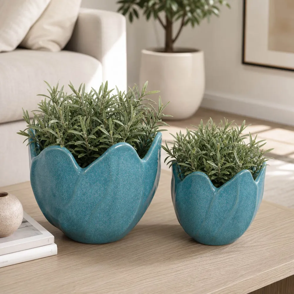 DRYDENRUN SET OF 2 BLUE PLANTER 7 (IN)
