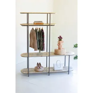 Tall Asymmetrical Iron and Recycled Wood Garment Display 1