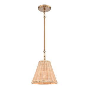 Rydell 9'' Wide 1-Light Mini Pendant - Brushed Gold and Rattan 1