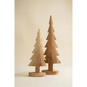 Set of 2 Fir Wood Christmas Trees 3