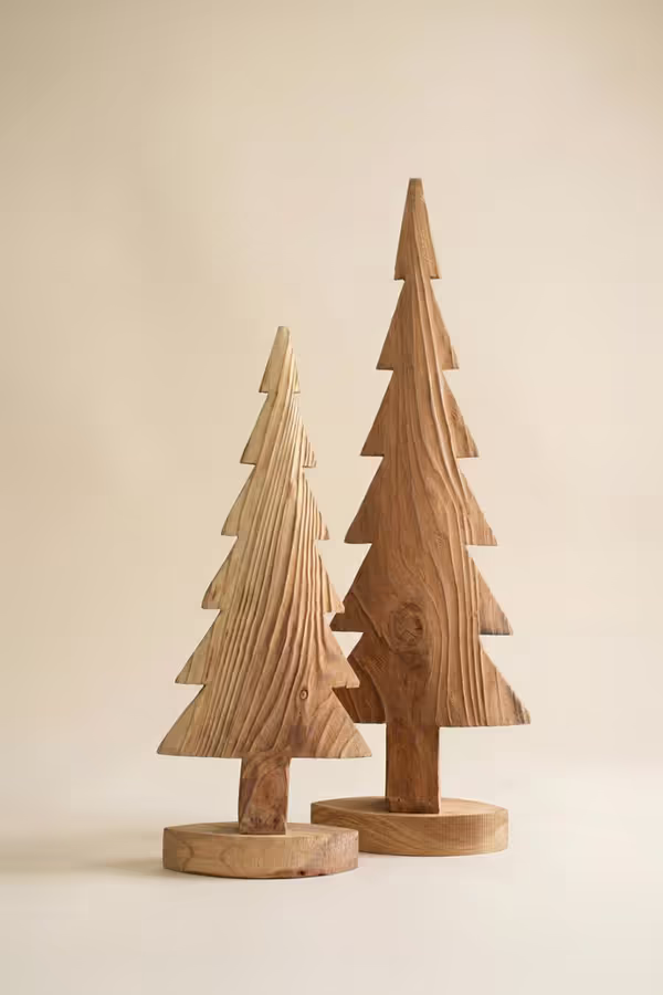 Set of 2 Fir Wood Christmas Trees