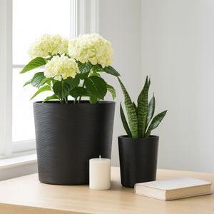 SKYEMOOR SET OF 2 BLACK PLANTER 21 (IN) 10