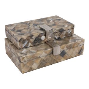 ROSESTONE SET OF 2 BROWN BOXES 3 (IN) 3