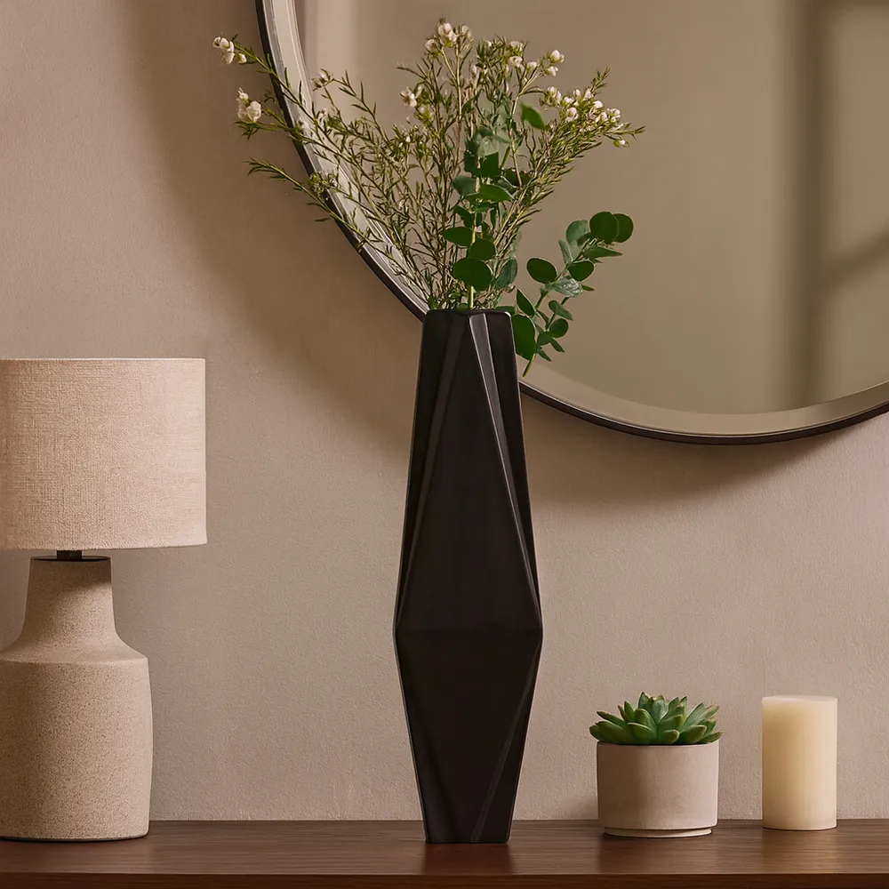 TARASIDE BLACK VASE 26 (IN)