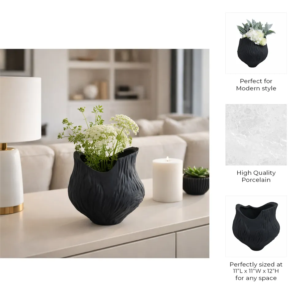 THORNTONPARK BLACK VASE 12 (IN)