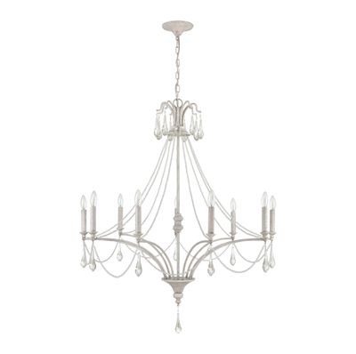 French Parlor 38″ Wide 9-Light Chandelier - Vintage White
