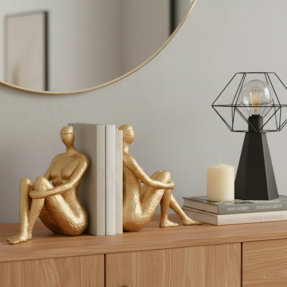 DOUGALPARK SET OF 2 GOLD BOOKENDS 8 (IN)