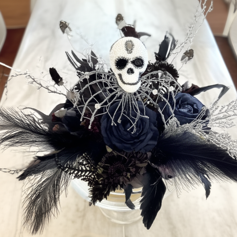 18IN JEWEL SKULL BLK EYES SPR