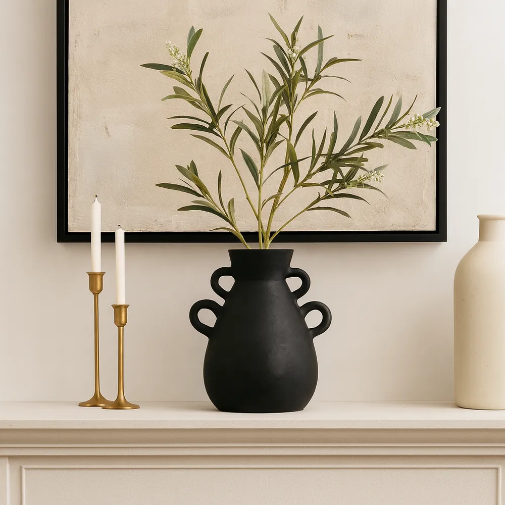 ARLOBEACH BLACK VASE 12 (IN)