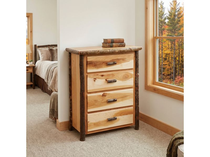 Hickory Log Four Drawer Chest - Natural - Premium Line 1