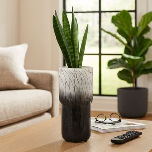 HALEYMOOR BLACK GLASS VASE 12 (IN) 11