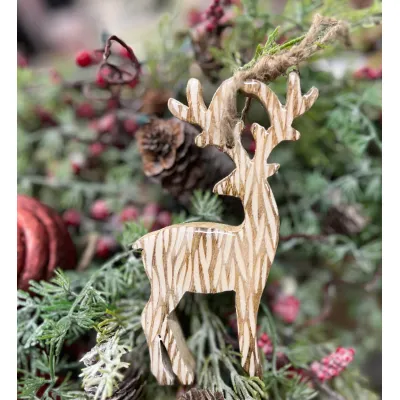 Striated Deer Ornament 6x4in