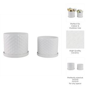 DECKERFORD SET OF 2 WHITE PLANTER 10 (IN) 10