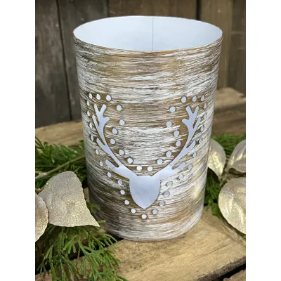 Deer Head Cutout Iron Container 5x8in
