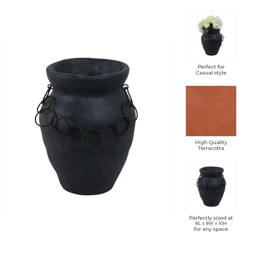 TILTONBEACH BLACK VASE 10 (IN)