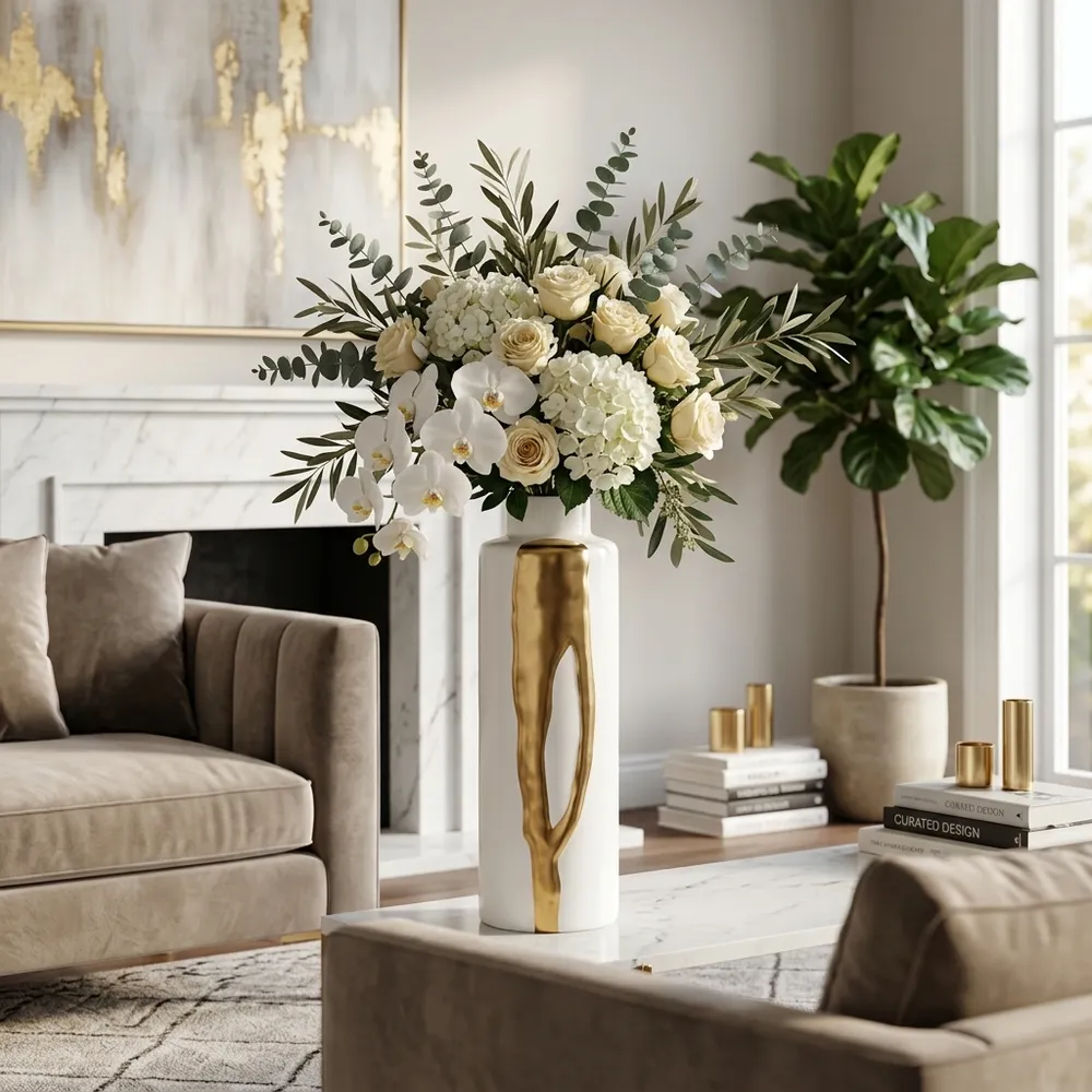 JUNEROSE WHITE VASE 20 (IN)