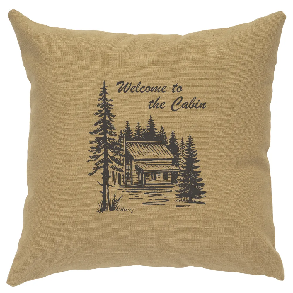 Image Pillow - Welcome Cabin - Linen Straw