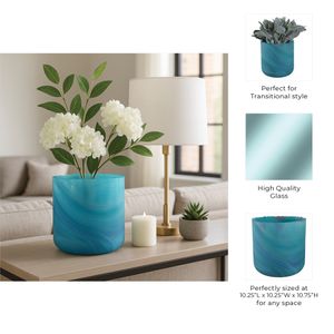 PARKERGROVE TURQUOISE GLASS VASE 11 (IN) 10