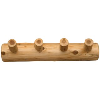 Cedar Log Wall Coat Rack - 24-inch with 4 Pegs - Coffee