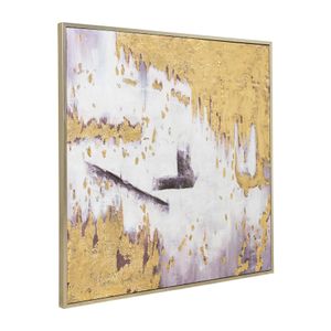 40X40 HANDPAINTED ABSTRACT CANVAS, GOLD/WHITE 2