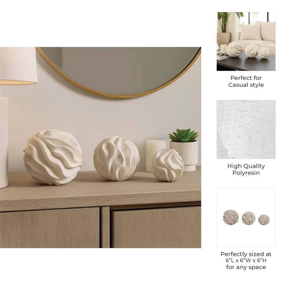 MILLERWELL SET OF 3 WHITE ORBS 6 (IN)