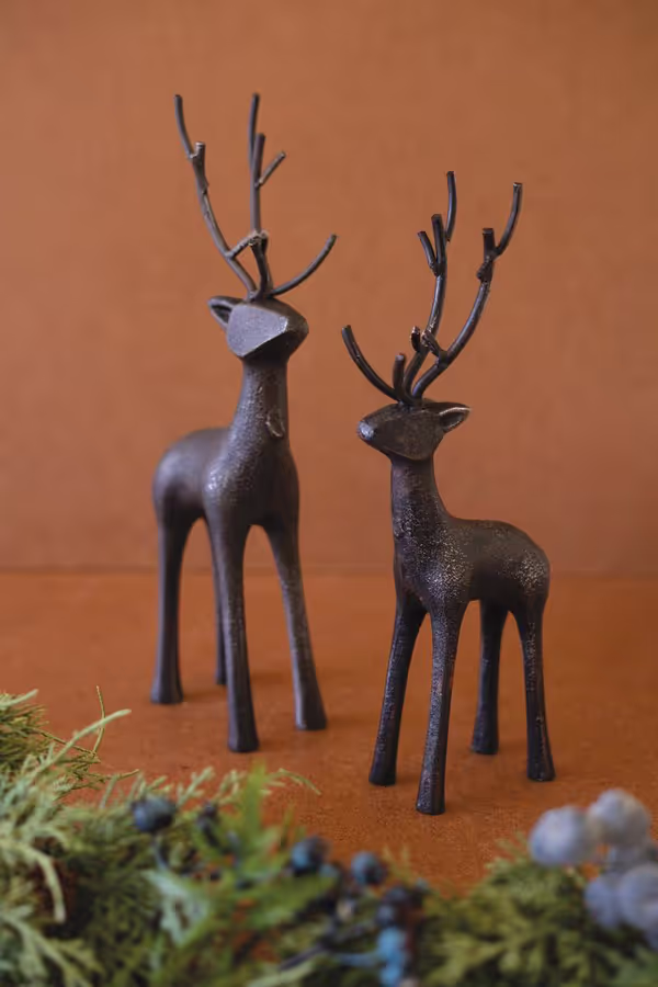 Set of 2 Cast Iron Reindeer