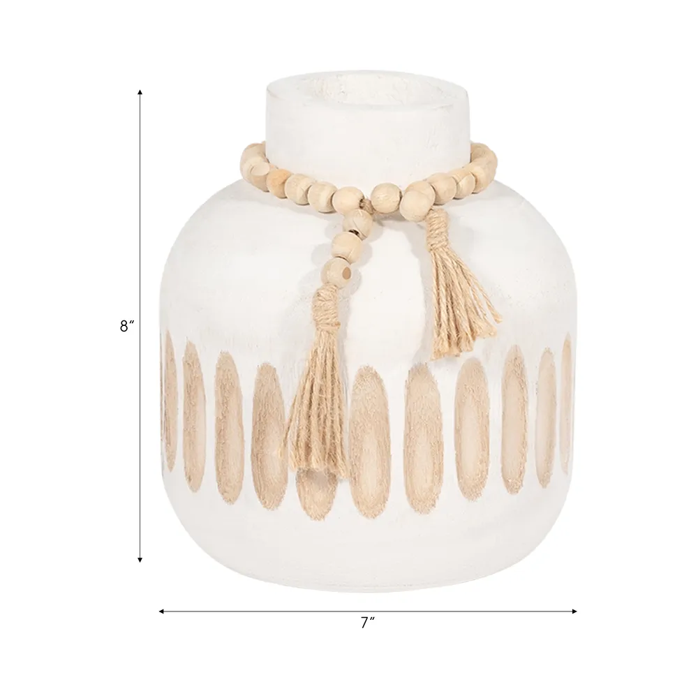 PEARLLAND WHITE VASE 8 (IN)