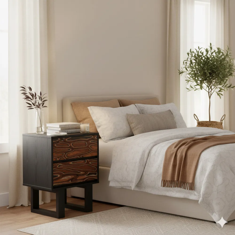 Aremi Nightstand Brown & Black
