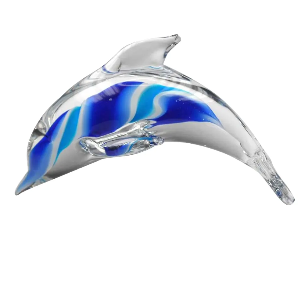 5-1/2" GLASS BLUE LAYERED DOLPHIN FIGURE
