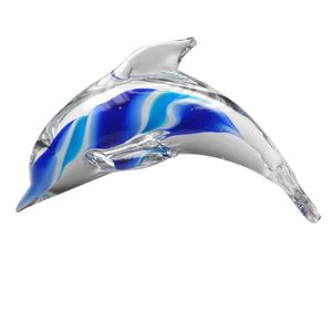 5-1/2" GLASS BLUE LAYERED DOLPHIN FIGURE 1
