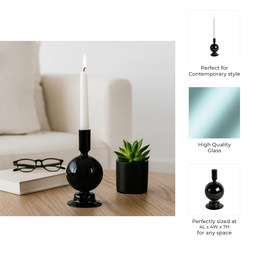 SKYLERCLIFF BLACK CANDLE HOLDER 7 (IN)