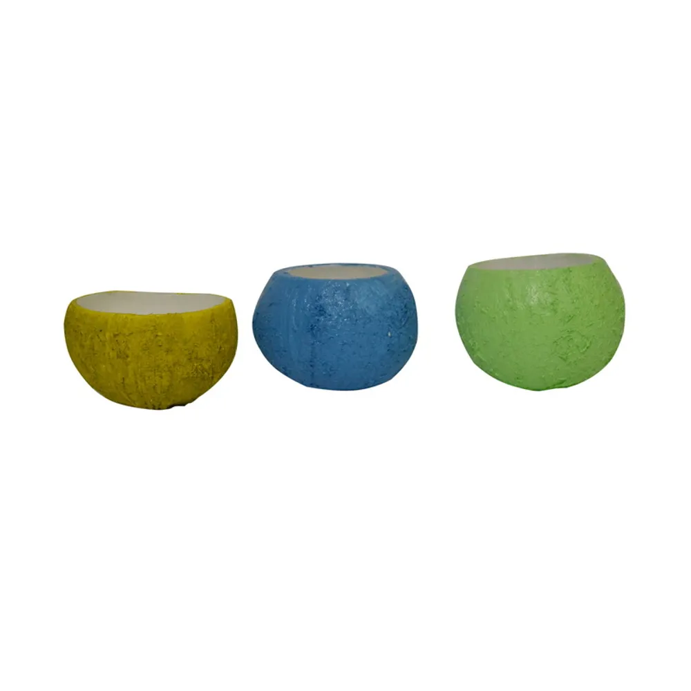 COCONUT POTS 3-ASST BRIGHT COLORS