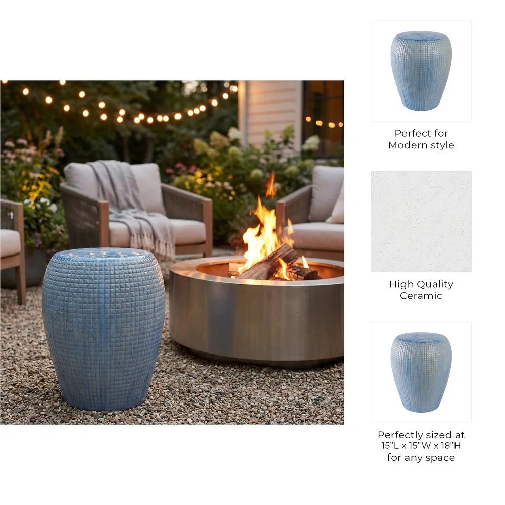 FLINTSIDE BLUE GARDEN STOOL 18 (IN)