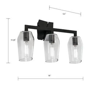 Gaia 19'' Wide 3-Light Vanity Light - Acid Dipped Black 2