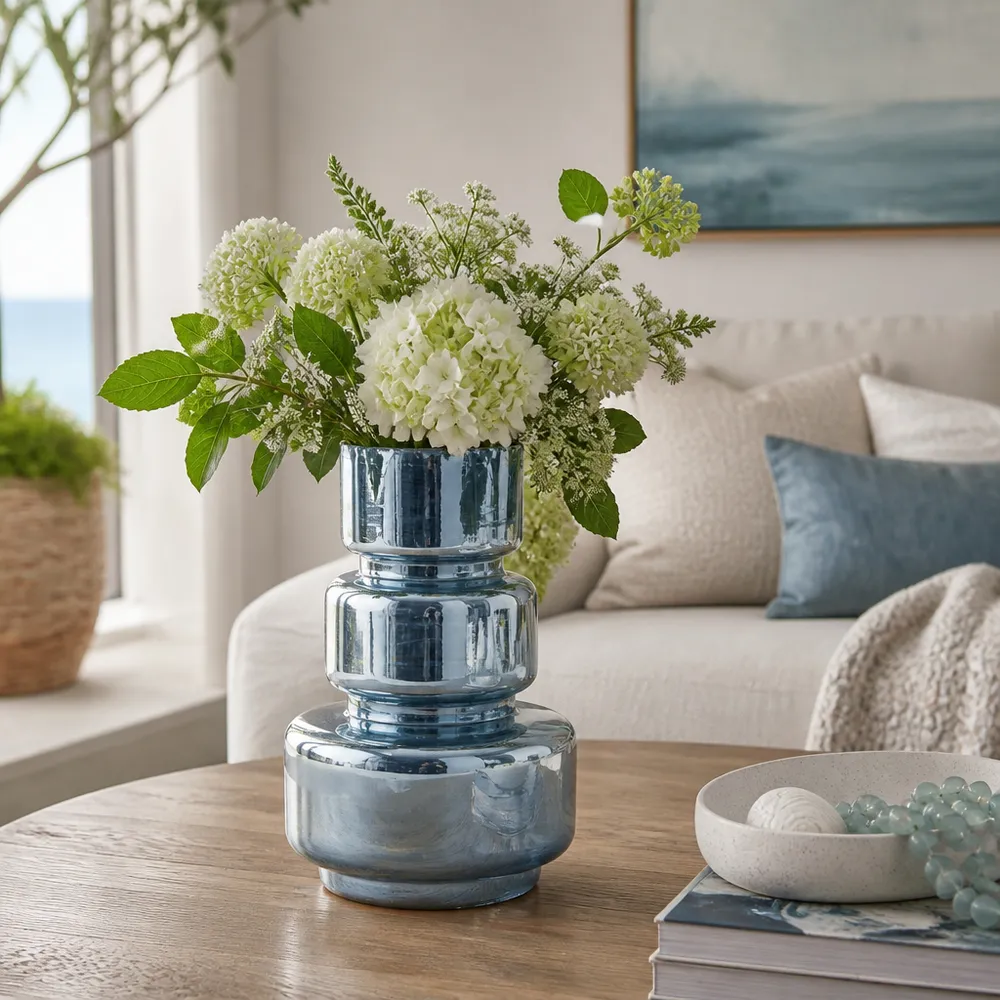 SOLCLIFF BLUE GLASS VASE 12 (IN)