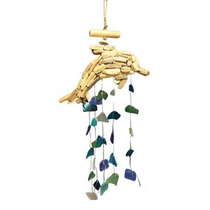 16" DRIFTWOOD DOLPHIN GLASS CHIME 1