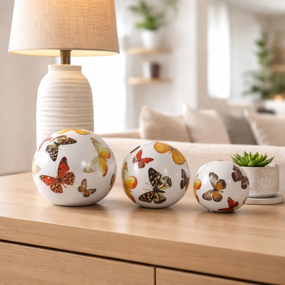 SYLVANWAY SET OF 3 WHITE ORBS 6 (IN)