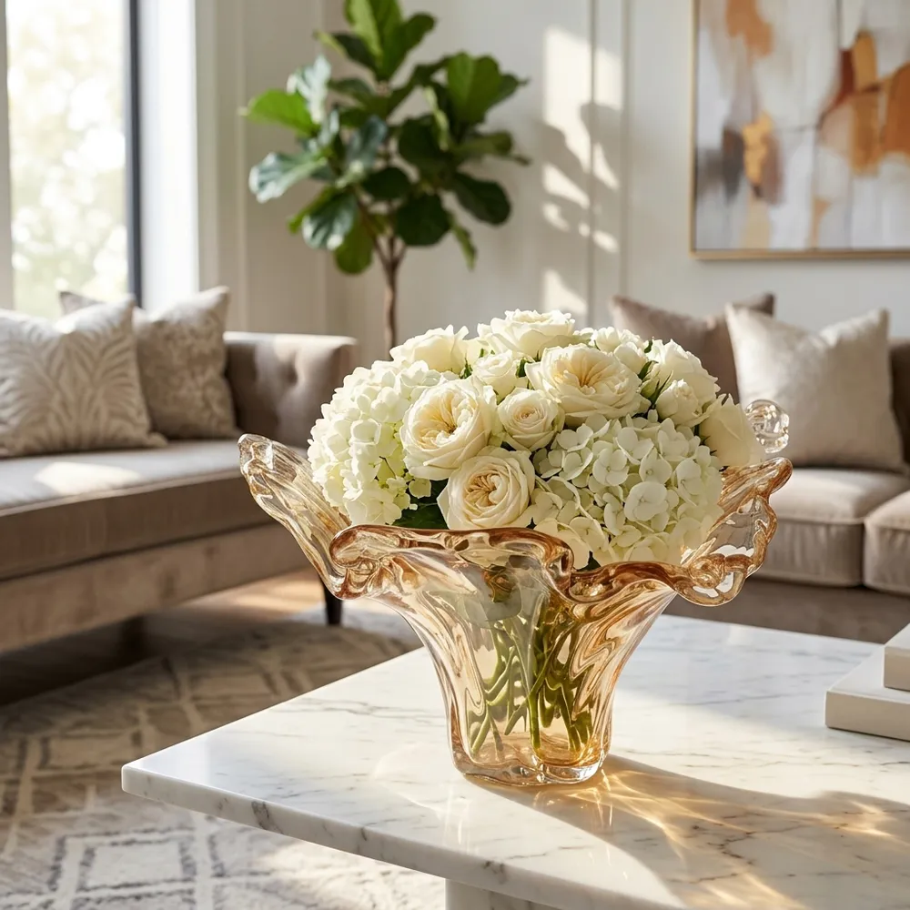 CLAYMORE BROWN GLASS VASE 8 (IN)