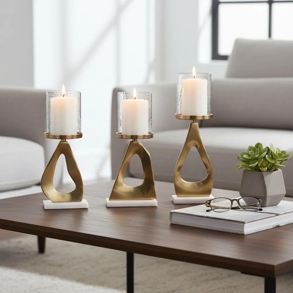 PALMERLAKE SET OF 3 GOLD CANDLE HOLDER 16 (IN)