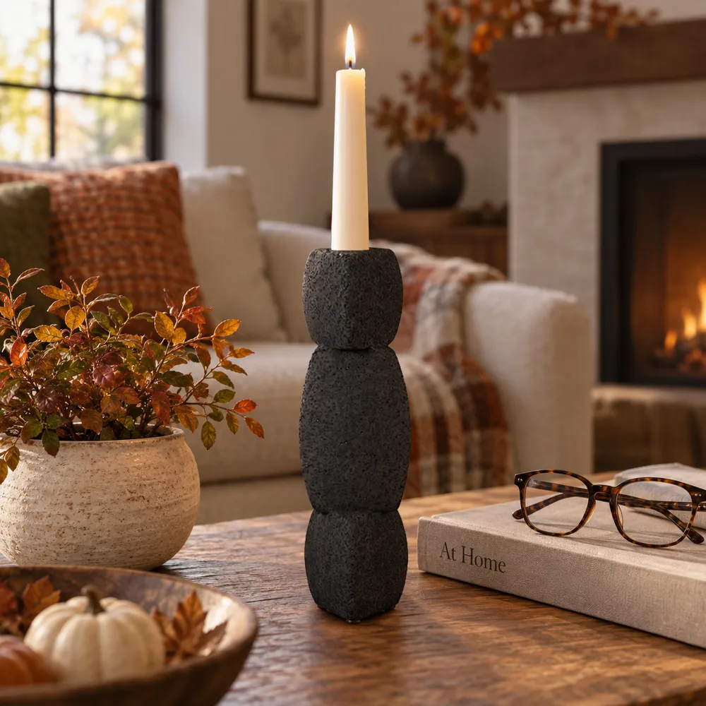 ENNISVALE BLACK CANDLE HOLDER 12 (IN)