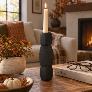 ENNISVALE BLACK CANDLE HOLDER 12 (IN) 2