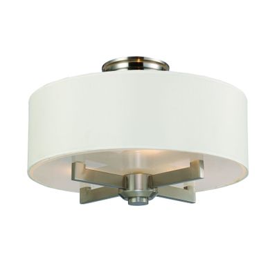 Seven Springs 18″ Wide 3-Light Semi Flush Mount - Satin Nickel