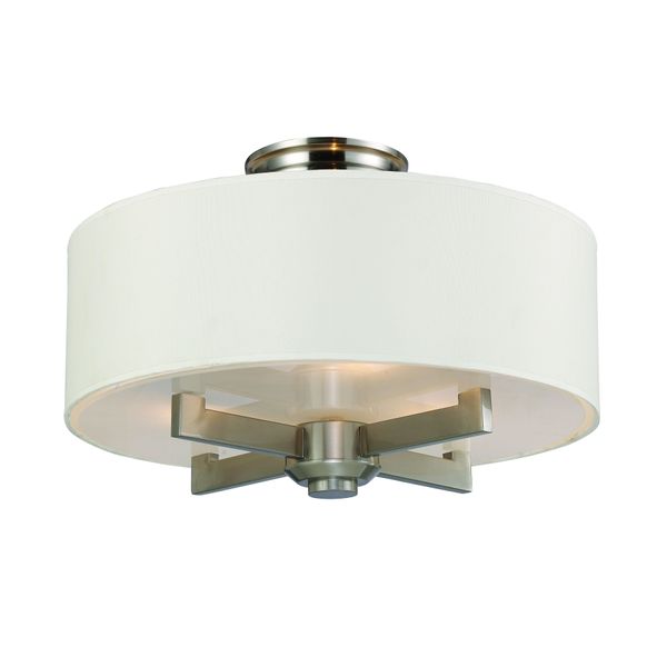 Seven Springs 18'' Wide 3-Light Semi Flush Mount - Satin Nickel