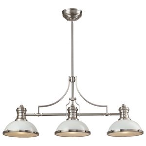 Chadwick 47'' Wide 3-Light Linear Chandelier - Satin Nickel with Gloss White 1