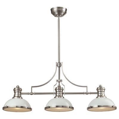 Chadwick 47″ Wide 3-Light Linear Chandelier - Satin Nickel with Gloss White