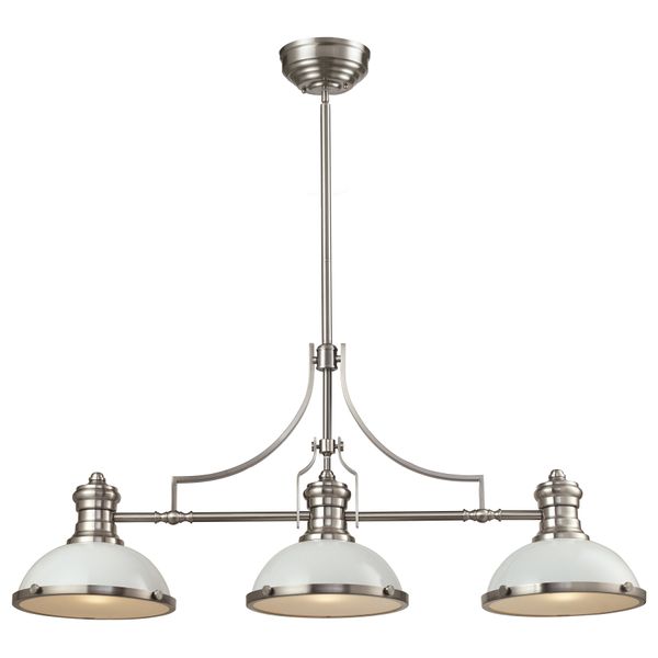 Chadwick 47'' Wide 3-Light Linear Chandelier - Satin Nickel with Gloss White