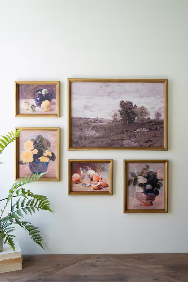 Set of 5 Framed Vintage Gallery Wall Prints