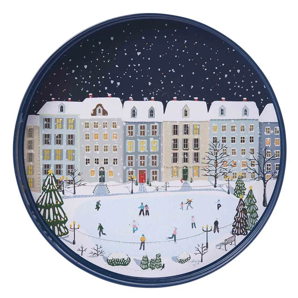 Holiday In the Park Round Lacquer Serving Tray