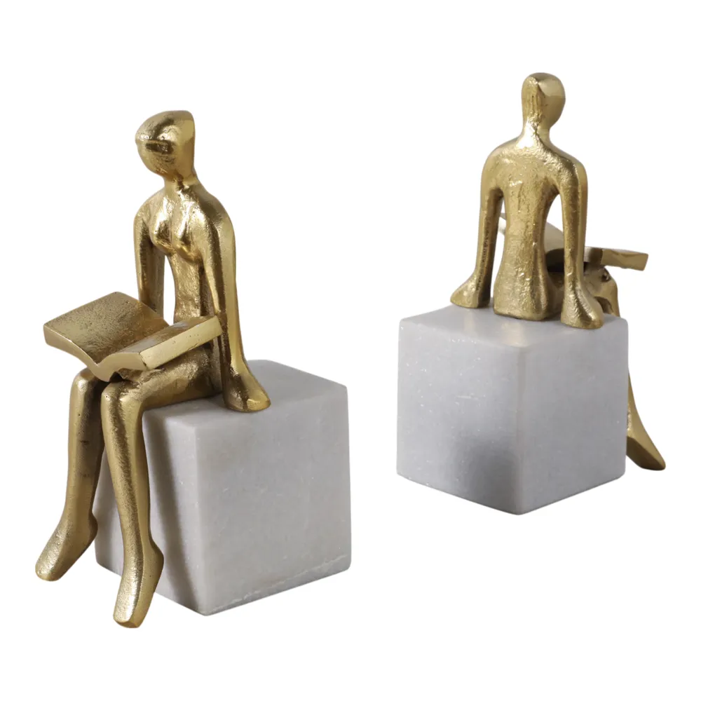 PAXTONLAKE SET OF 2 WHITE BOOKENDS 8 (IN)